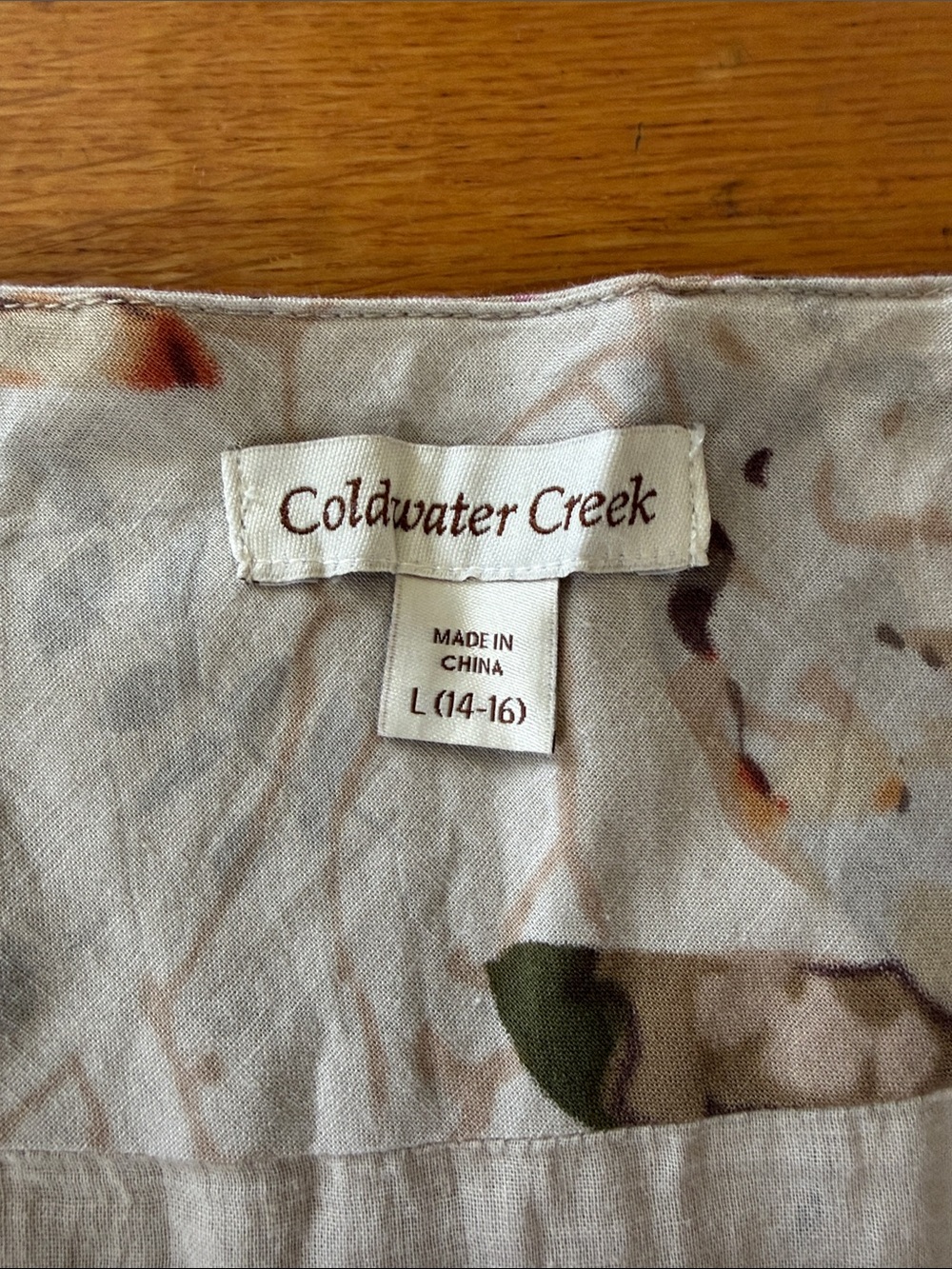 Coldwater Creek Floral Cotton Circle Skirt in Ivory with Green and Pink - Picture 5 of 5